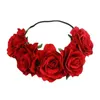 Decorative Flowers Simulation Rose Crown Headband Artificial Flower Beach Headpiece Hair Wreath Floral Halo Wedding Party Rosy