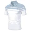 Polo Masculino Business Casual Camiseta Polo Simples Estampa de Listras Verão Manga Curta Moda Street Wear Roupas Grandes 230707