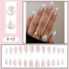 Faux ongles noir blanc amour coeur faux géométrique goutte d'eau presse française gelée colle 24 pièces/boîte amande ongles G7P0