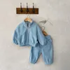 Ensembles de vêtements nés nés à ressort pour bébé fille des vêtements à double face col de velours collier de sports de sport hiver