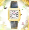 有名なスクエアローマンタンクダイヤルウォッチ 27 ミリメートル 22 ミリメートル高級ファッション 2 ピン時計女性クォーツムーブメント本革バンドレディース腕時計お気に入りのクリスマスギフト