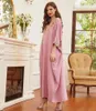 Ethnic Clothing Pink Abaya Dubai Muslim Fashion Hijab Satin Dress Turkey Islam Dresses For Women Robe Longue Ramadan Eid Mubarak Djellaba