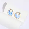 Stud Earrings 2023 Fashion Women Chinese Style Blue And White Porcelain Oil Drip Round Drop Earring Flower