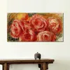 Riproduzione della pittura a olio Pierre Auguste Renoir di alta qualità Rose rosse Handmade Canvas Art Landscape Home Decor per camera da letto