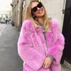 ブレザーファッションファッション冬の温かい白いフェイクファーコート女性長袖ピンクエレガントなふわふわフェイクウサギファーブレザー衣装ストリートウェア