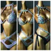 Badkläder för kvinnor Beach Bikini Set Bling Stone Sexig Grimma Push Up Baddräkt Justerbar Korsbandage Wire Gratis Lyxmode Dam Baddräkt 230707