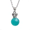 Pendentif Colliers Amazonite Naturelle Gemmes Cristal Collier De Perles Rondes Mode Femme Femme Homme 12mm