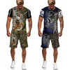 Robes Mode Animal Pêche Art 3d Imprimer Tees/shorts/costumes Hommes Femmes Camping Chasse Vêtements Haruku Couple Sportswear T-shirts Ensemble