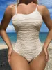 Women's Swimwear 3 Colors Sexy Asymmetric Wrinkled Women One Piece Swimsuit Female High Leg Cut Padded Bather Bathing Suit Swim K4542