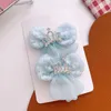 Haaraccessoires 1 paar Koreaanse Sweet Girl Princess Fabric Mesh Ribbon Bow Clip Fashion Children's Strass Crown Haarspelden Hoofddeksels