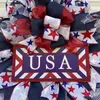 Decorative Flowers American Flag Wreath Patriotic Door For Independence Day Decor School Front