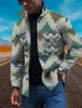 Truckerjacka för män 3D-tryckt randig enkelrads Button Up Cardigan Casual Shacket Jacka för män