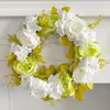 Decorative Flowers Front Door Decor Bright Color Fake Flower Wreath Hanging Rattan-Ring Material Safety Peony Home Decoration