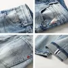 Men's Jeans Italian Style Fashion Men Retro Light Gray Blue Elastic Stretch Ripped Slim Fit Vintage Designer Denim Pants