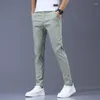 Men's Pants Oussyu Brand Cotton Thin Casual Men Business Classics Straight Full Fashion Breathing ArmyGreen Grey Pant Trousers Male