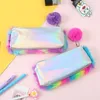 Koreaanse Kawaii Leuke Pluche School Etui Regenboog Kleur Pen Voor Meisjes Grote Capaciteit Tas Briefpapier Pouch Box