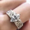 Cluster Rings HOYON 18 K Gold Colorful Geometric Diamond Women's Ring Vintage Hollow Out Zircon Wedding Engagement Boutique 925 Silver
