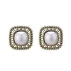 Stud Earrings Fashion Brincos Wedding Jewelry Big Pearl Earring Square For Women