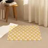 Carpetes Tapete de banheiro ultrafino Tapete de feltro nórdico Floret Grids Área de carpete Tapete de banheiro Cozinha Almofada de chão Capacho Chic Decoração de escritório em casa