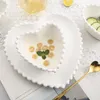 Bols Perles Dot Love Bol En Céramique Maison Vaisselle Exquis Petit Déjeuner Pain Porcelaine Blanche Assiette À Salade Plats De Cuisine Ensemble De Cuisine