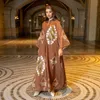 Etnik Giyim Arapça Abaya Gece Orta Doğu Müslüman Elbise Lüks Emebroidery Pullar Uzun Kollu Kadın Parti Elbiseleri