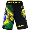 Herrshorts VSZAP Herr Brasilien Boxningsshorts Tryck MMA Shorts Fight Grappling Short Polyester Kick Gel Thaiboxningsshorts MMA Boxe 230707