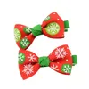 Hair Accessories 20Pcs/set Child Hairpin Christmas Girls Headwear Ribbon Bow Snowman Print Decoration Kid Holiday Gift