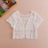 Blazers White Black Apricot Women Short Sleeve Apprag Bolero Lace Wedding Bridal Summer Jacket Elegant Lace Cape Knit Vest Väst Kvinnor