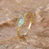 Wedding Rings White Blue Opal Marquise Stone Ring Classic Eye Shape Engagement For Women Antique Gold Color Band Fashion Jewelry