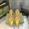 Sandálias femininas de luxo com dedo do pé pontudo salto alto designer feminino preto amarelo fashion clássico feminino festa de casamento resort