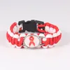 Berlockarmband Cancer Warrior Present Armband Pulseras Mujer Smycken Röd Grön Gul Rosa Band Paracord För Kvinnor