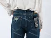 Ksubi jeans Designer donkerblauwe denim broek met hoge taille, rechte schacht en buitensplit, dames