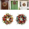 Decorative Flowers Christmas Flower Wreath Decoration Ball Ribbon Ornament Farmhouse Garland For Celebration Home Porch Decor