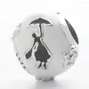 Pierres précieuses en vrac authentique S925 en argent Sterling marguerite fleur perle émail fille dansante avec parapluie charme Fit femmes Bracelet bracelet bricolage