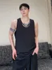 Männer Tank Tops 2023 Frühling Sommer Runde Kragen Kette Casual Ärmellose Weste Koreanischen Stil Persönlichkeit Design Mode Schlank Top