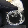 Klusterringar Par Eternity 4mm Lab Diamantring 925 Sterling Silver Bijou Förlovningsbröllopsband För Kvinnor Män Fina Festsmycken