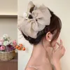 Mesh Tulle Large Bow Hair Claws Girl Grip Clip Female Ponytail Braid Hair Clip Hair Accessories Gift Headdress