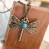 Подвесные ожерелья женщина Dragonfly Collece Vintage Animal Long регулируемое цепь свитера Пара ювелирных подарков Оптовые