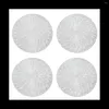 Table Mats 4PCS Round Placemats Restaurant Hollow PVC Decoration Meal Mat Anti- Dining Line Steak Plate Pad Silver