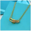 Horseshoe buckle U-cross necklace women's diamond double ring U-shaped double chain clavicle chain light luxury fashion net red pendant