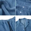 Jeans 2023 Men Summer Corduroy Set Streetwear Casual Solid Shortsleeved Button Shirt and Shorts Clothing 2 Piece Suit
