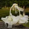 Gift Wrap Girls Wedding Basket Lace Decoration Party Ceremony Use Ivory Flower Girl Bowknot Solid White 2023