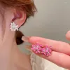 Boucles d'oreilles Lovelink exquis métal Style fleur irrégulière pour les femmes doux Rose rouge Floral Zircon boucle d'oreille filles bijoux de mode