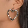 Boucles d'oreilles pendantes mode grand coeur strass pour les femmes élégant brillant cristal goutte mariée bijoux de mariage cadeaux de fête