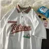 Damtröja Fashionabla Summer Fresh Harajuku Polo T-shirt Vintage Y2K Loose Fit Män och kvinnor personlighet street Kortärmad klädtopp 230707