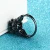 Klusterringar YaYI Smycken Toppkvalitet Princess Cut Black Obsidian 10 10mm Cubic Zirconia Förlovning Bröllop Punk Party Skalle Present