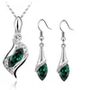 Necklace Earrings Set Quality Shine Crystal Angel Eyes Pendant Earring Water Rhinestones Fashion Jewelry Classic Drop Girls Gift