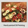 Scenic Landscape Art Spray of Anemones Pierre Auguste Renoir Artwork on Canvas Handmade Modern Bedroom Decor