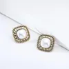 Stud Earrings Fashion Brincos Wedding Jewelry Big Pearl Earring Square For Women