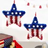 Decorative Flowers American Style Flag Pattern Hanging Wreath Star Shape Independence Day Pendant Decorations For Door Wall